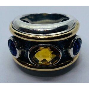 DAVID YURMAN 14K Gold Sterling Silver Citrine Amethyst Renaissance Ring 6.25